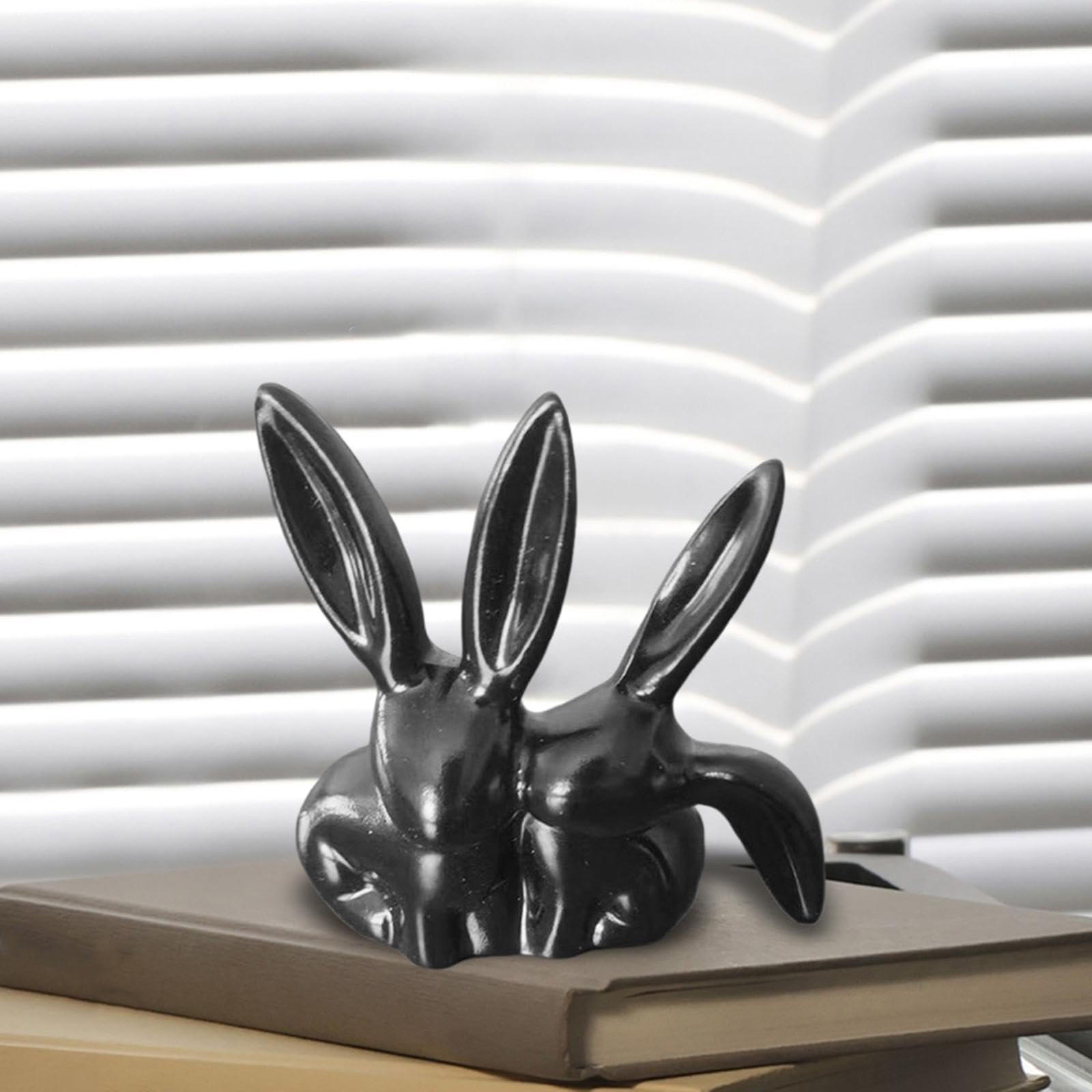 Gralara 5 Piezas Figurilla de Conejo Decorativa Resina Escultura Animal Conejo Pareja Adorno Moderno Coleccionable para Estante Escritorio Oficina Salón Dormi, 5 Piezas