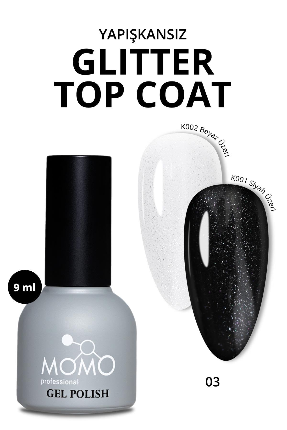 MOMO professional Kalıcı Oje İçin Glitter Top Coat 03 9 ml