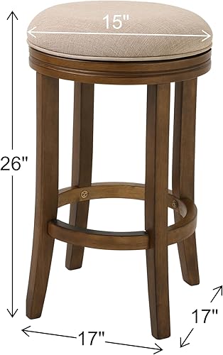Miniatura 3 de New Ridge Home Goods Victoria - Taburete giratorio de madera con respaldo de 26 pulgadas y asiento tapizado, madreselva