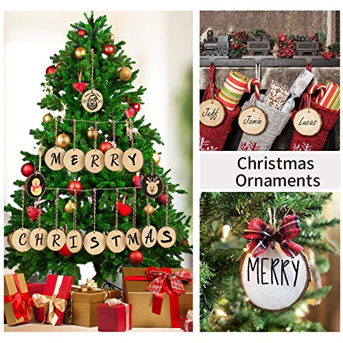 Binswloo 30 Pcs Natural Wood Slices, 3.5-4 Inch Unfinished Craft Wood Circles Round Wood Discs For Arts Diy Crafts Paintings Christmas Ornaments Wedding Decoration Centerpieces #TOP6