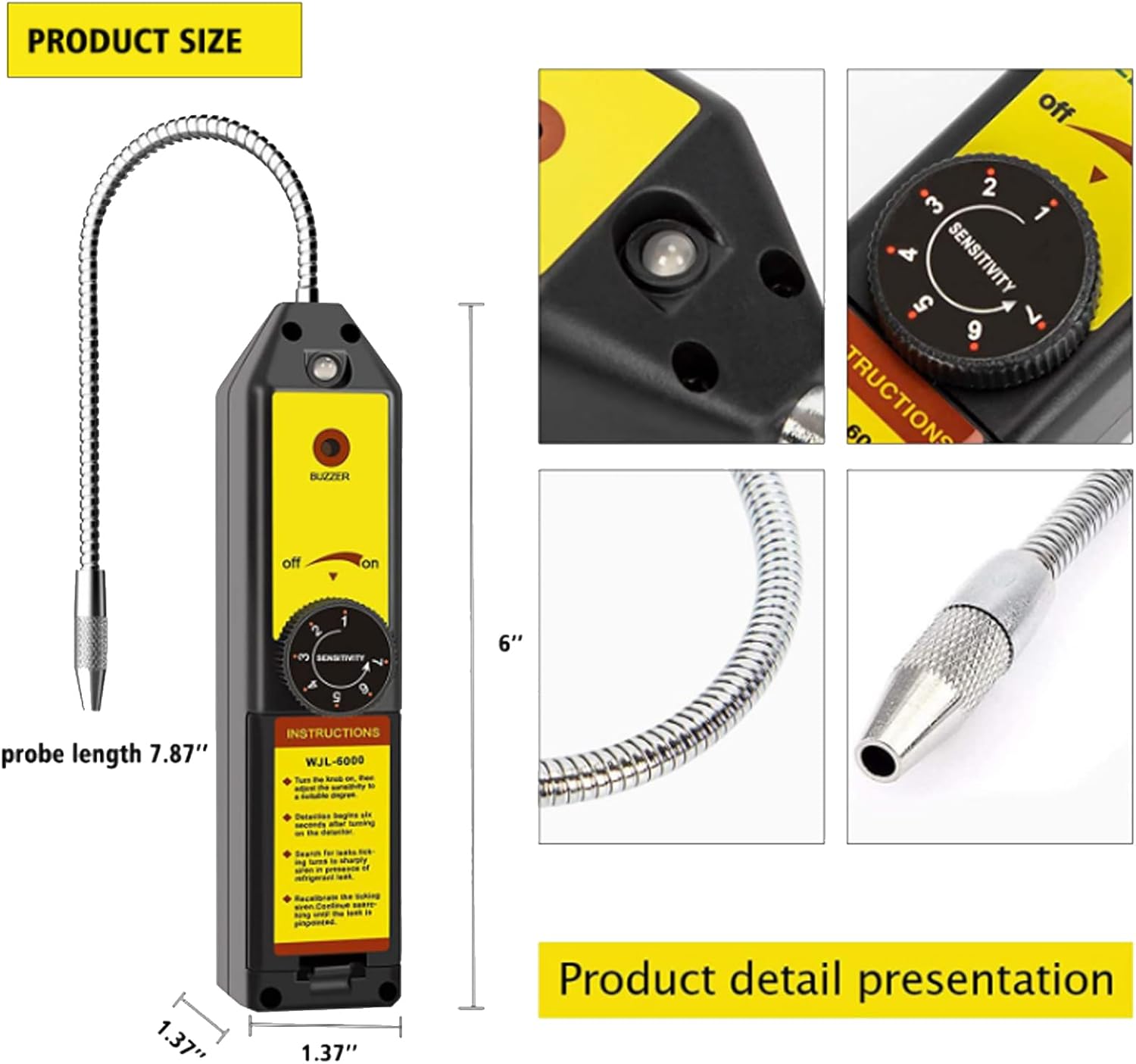 Refrigerant Leak Detector, Fydun Halogen Gas CFC HFC Refrigerant Leak Portable Tester Detector R134a R410a R22a HVAC Checke