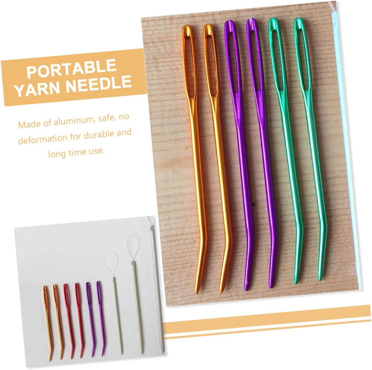 BCOATH 12pcs Aluminum Safety Tapestry Needles Multi-Function Compact Yarn and Darning Needles for Knitting and Hand Sewing Crafts Random Color