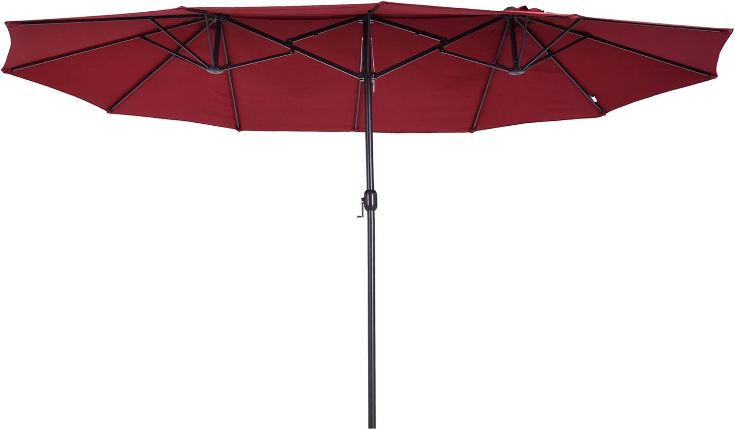 Outsunny 15ft Patio Umbrella Double-Sided Outdoor Market Extra Large Umbrella with Crank Handle for Deck, Lawn, Backyard and Pool, Wine Red