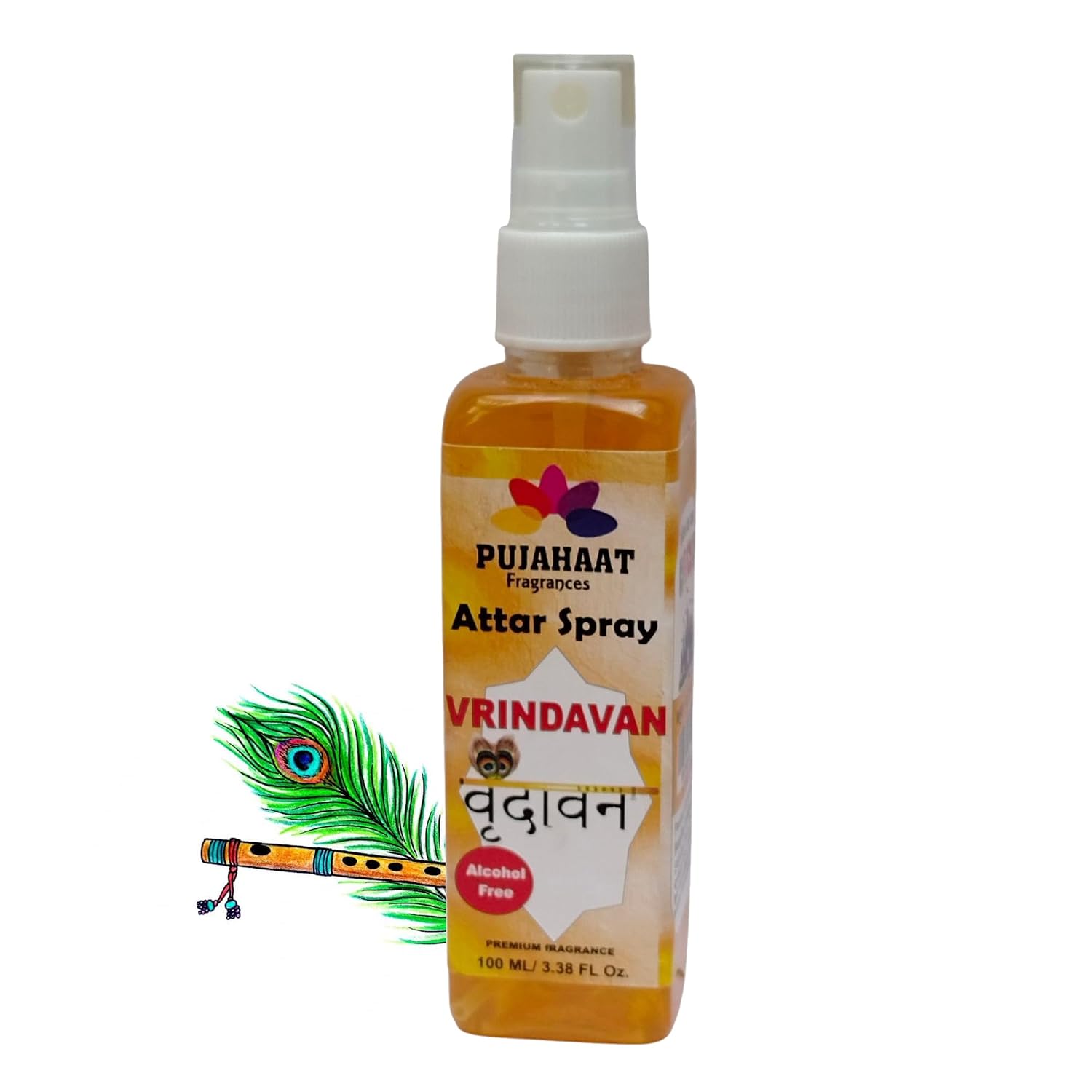 Pujahaat Vrindavan fragrance Attar Spray | 100 ml Non Alcoholic Spray | Religious Mist | Air Freshener, Room Mist, Fabric...