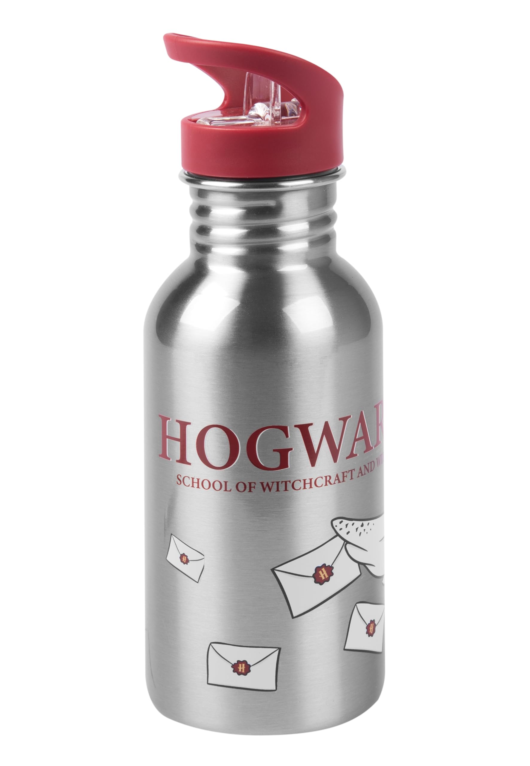 United Labels Borraccia Harry Potter In Acciaio Inox 500 Ml - Hedwig E Hogwarts, Con Cannuccia Pieghevole, Metallo Leggero - 2