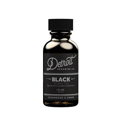 Aceite para barba de Detroit Grooming Co. Edición negra Aceite de barba perfumado ámbar bourbon para hombre (1 onza) Ultra hidratante, todos los