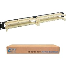 ICC 110 Wiring Block Patch Panel, 100-Pair IDC, 1U Rack Mount