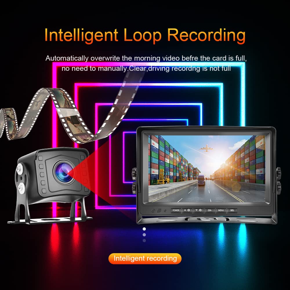 CAMECHO 9 pollici AHD 1080P DVR Kit Telecamera posteriore di Retromarcia Auto con 2*IP69 Impermeabile Telecamera Posteriore Visione notturna+2 * 10m Cavo per Camion/Autobus/RV