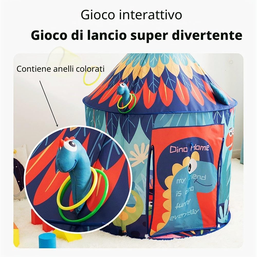 tenda da gioco per bambini,capanna con drago, casetta per interni e esterni, con borsa per il trasporto (con anello in plastica)
