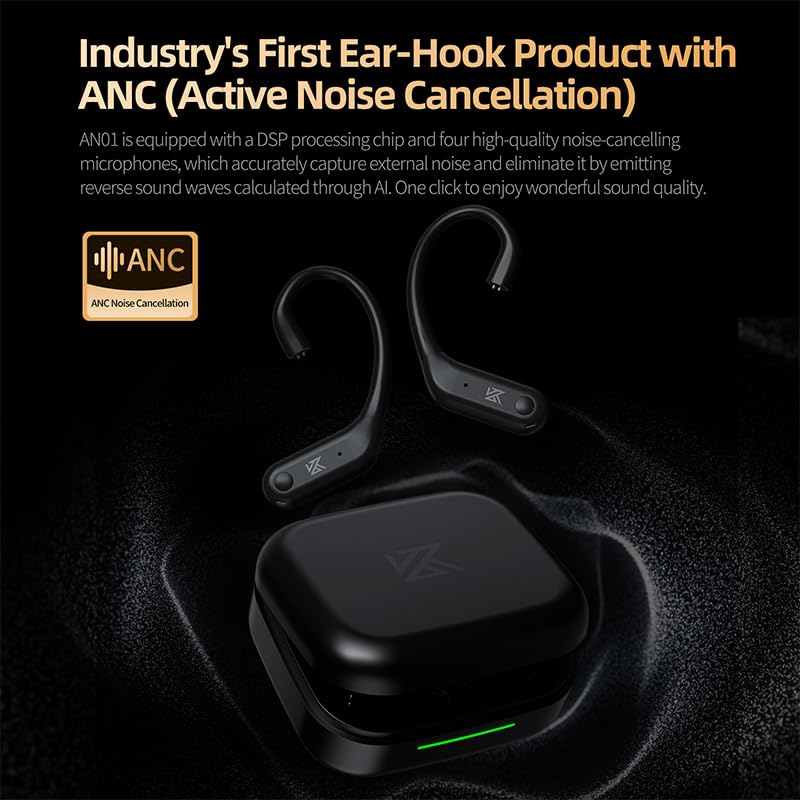 Image of KZ AN01 Bluetooth 5.4 True Wireless Earbuds Earhook with ANC Active Noise Cancellation, LDAC Decode HiFi TWS Earphone Adapter
