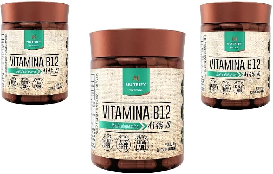 KIT 3X VITAMINA B12 METILCOBALAMINA 60 CAPS NUTRIFY