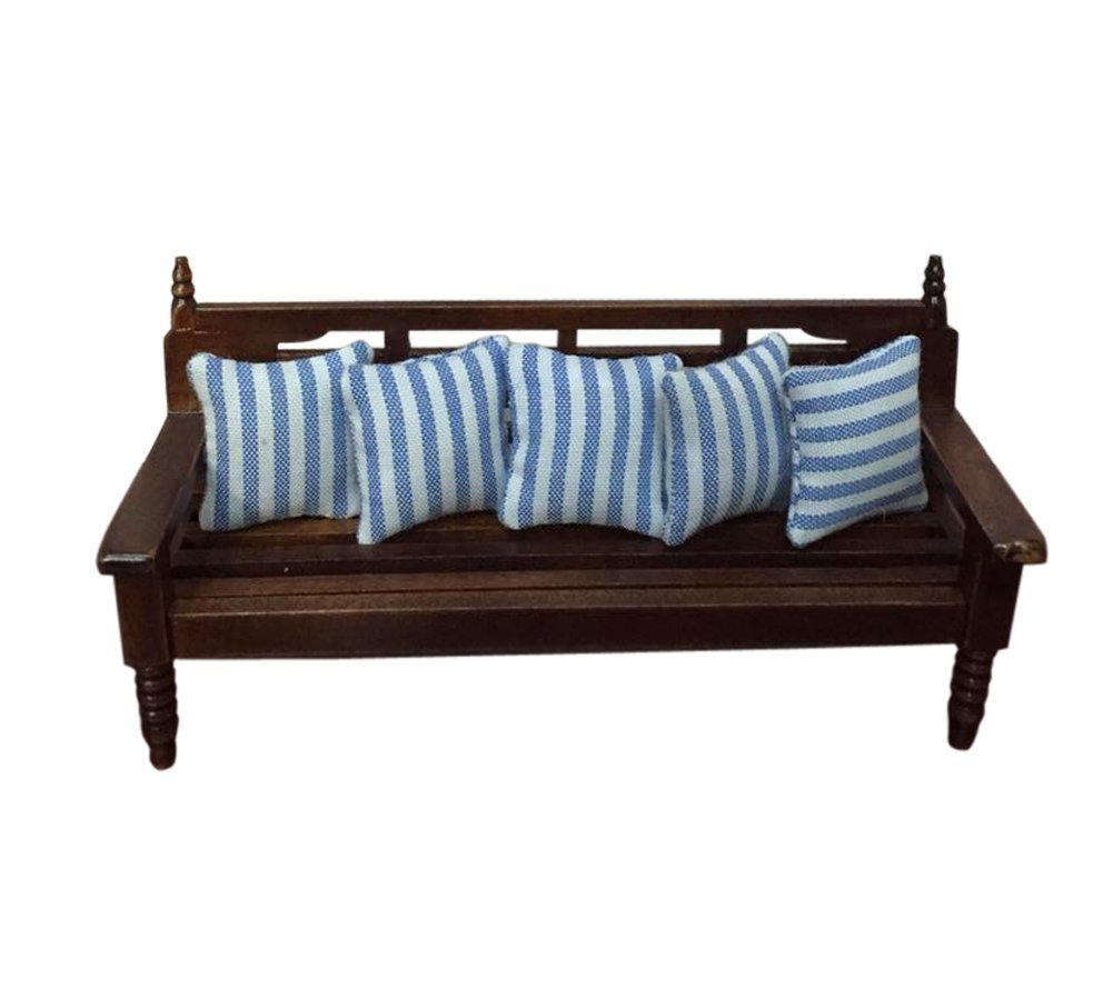 BESTLEE 1:12 Dollhouse Miniature Living Room Graden Wooden Couch Bench and 4 Pcs Cushions