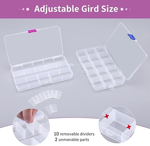 Miniatura 18 de Opret Organizador de joyas pequeñas para 15 pulseras (paquete de 4), caja organizadora de cuentas, contenedor de plástico con divisores ajustables 4