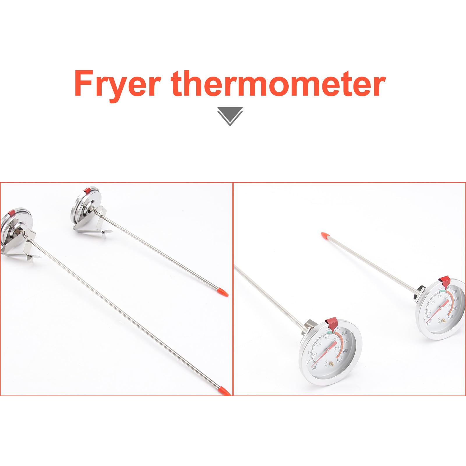 2piezas Termómetros De Acero Inoxidable Para Freidora y Horno Doméstico Con Clip Termómetro Resistente Al Calor Para Barbacoa y Para Cocina