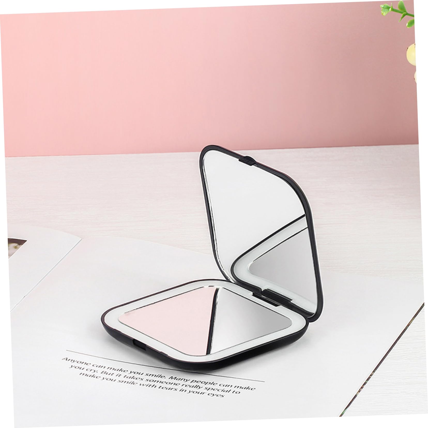 Healeved 3 Stück Led-kosmetikspiegel Handspiegel Klappspiegel Kleiner Schminkspiegel Kleiner Reisespiegel Kompaktspiegel Aus Kunststoff Kompakter Taschenspiegel Black