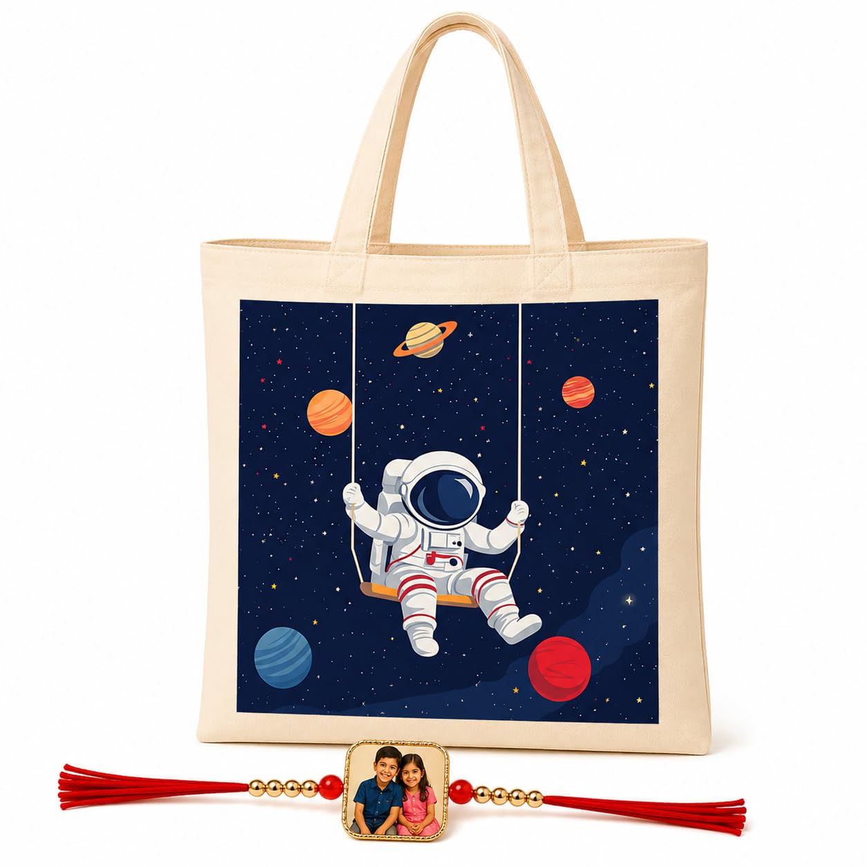 Rakhi Hamper for Kids | Astronaut Tote Bag & Photo Rakhi For Kids-image-31