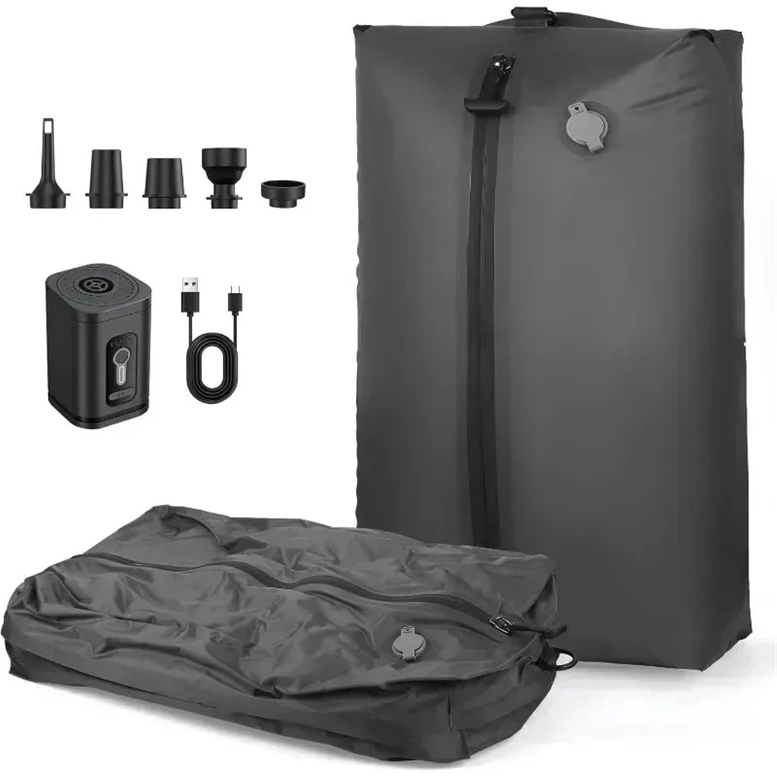 Bolsas vacio Bolsa de almacenamiento de ropa reutilizable con bomba de aire de 17L, mochila de compresión de viaje, bolsa de equipaje para Equipaje(1 bag 1 pump black)