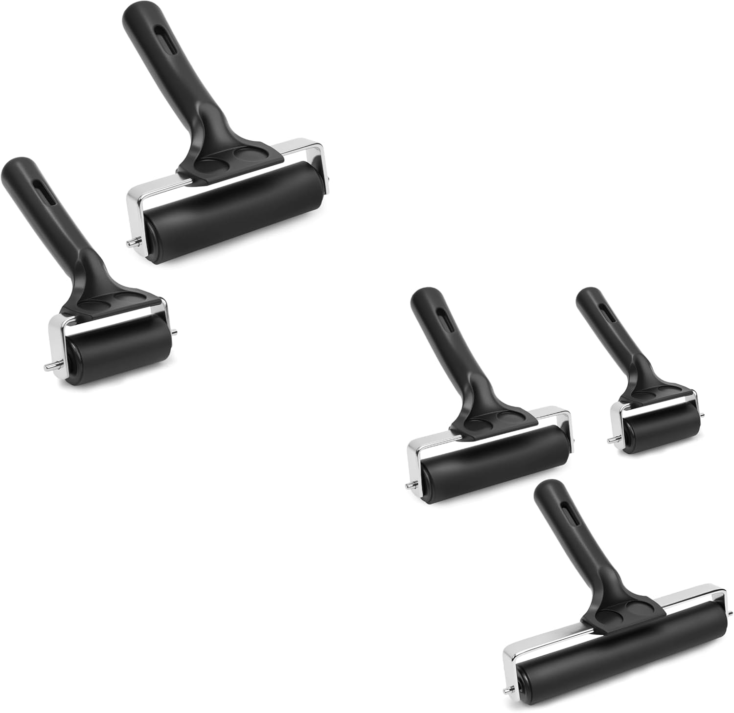 UCEC 2+3 Pack Brayer Roller for Printmaking – Durable Rubber Roller for Ink, Paint 2.4’’, 4’’ & 2.4’’, 4’’, 7.9'' Inch