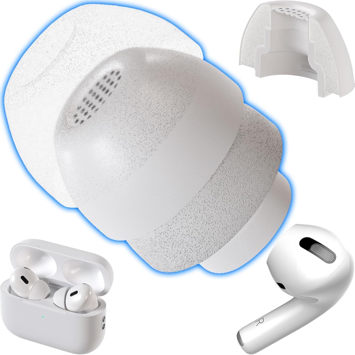 AirFoams Pro Active Ultra V10.0 [Final Version] Memory Foam Ear Tips for AirPods Pro 1st & 2nd Gen | New Texture-Clad, Improved Silicone Shield Shape & Comfort, Improved Hygiene, Lifetime Replacement
