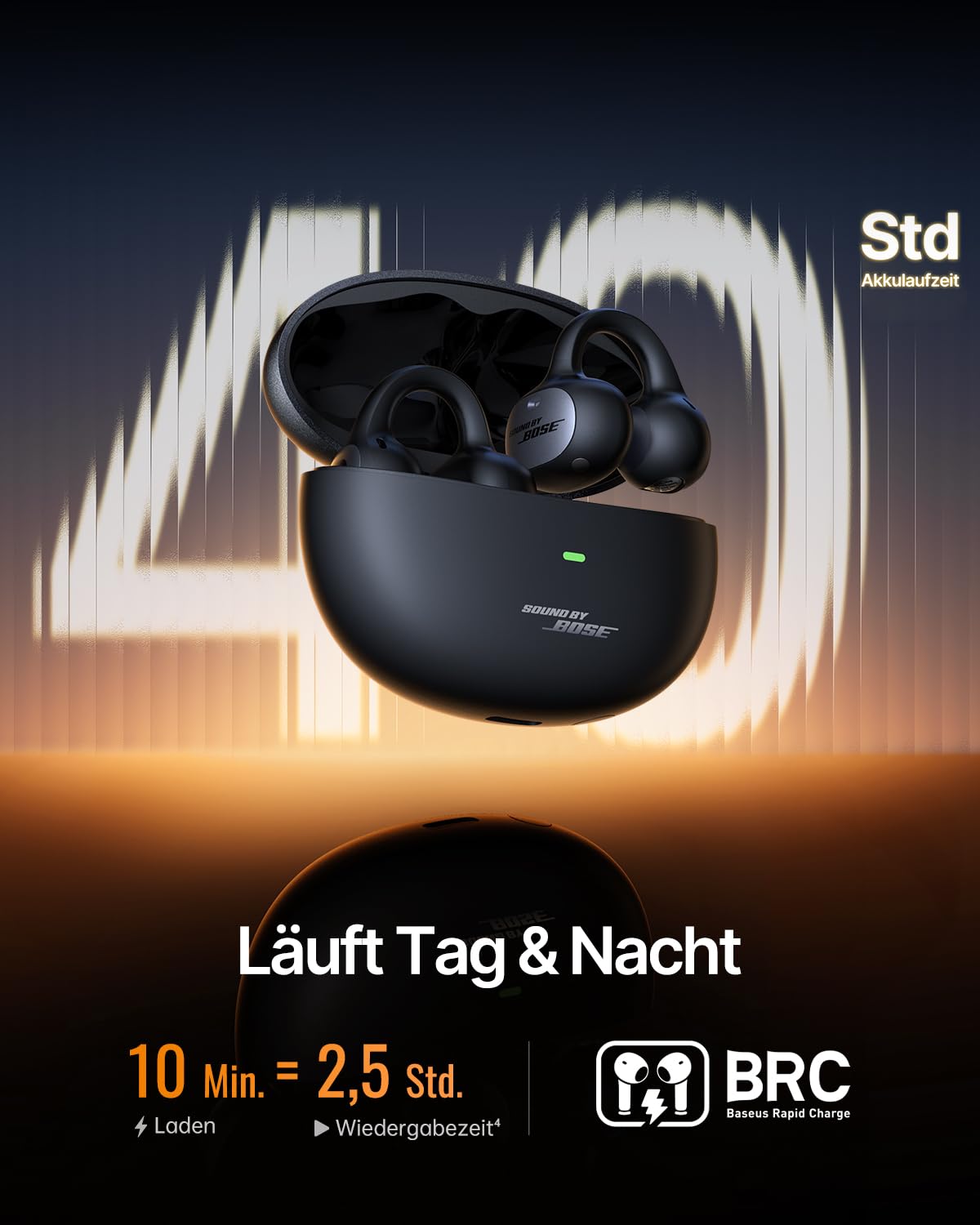 Baseus Inspire XC1 Open-Ear Kopfhörer, Sound by Bose, Cloud-Komfort Open Earbuds | Cloud-Komfort, Dolby Audio, Hi-Res, Hybride 2-Wege-Treibereinheit, Knowles BA-Tweeter, 40H Spielzeit, IP66, KI-klare Anrufe