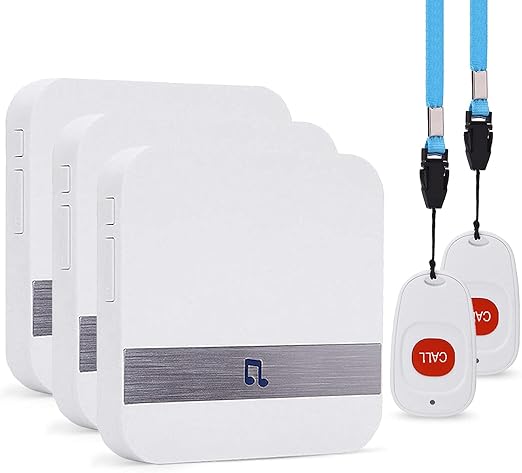 Caregiver Pager, FullHouse Wireless Call Button SOS Alert Nurse Calling Patient Fall Help System for Elderly Monitoring at Home, IP55 Waterproof