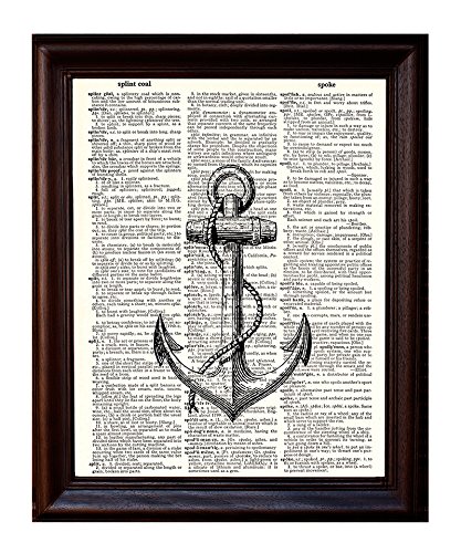 Fresh Prints of CT Dictionary Art Print Nautical Anchor - Printed on Recycled Vintage Dictionary Paper - 8
