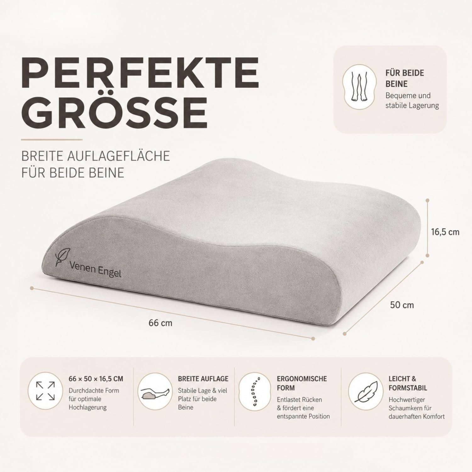 Venen Engel Venen Comfort Kissen zum Beine hochlagern | Stützkissen für Beine & Knie | Made in Germany | Beinkissen | Keilkissen | Beinhochlagerungskissen