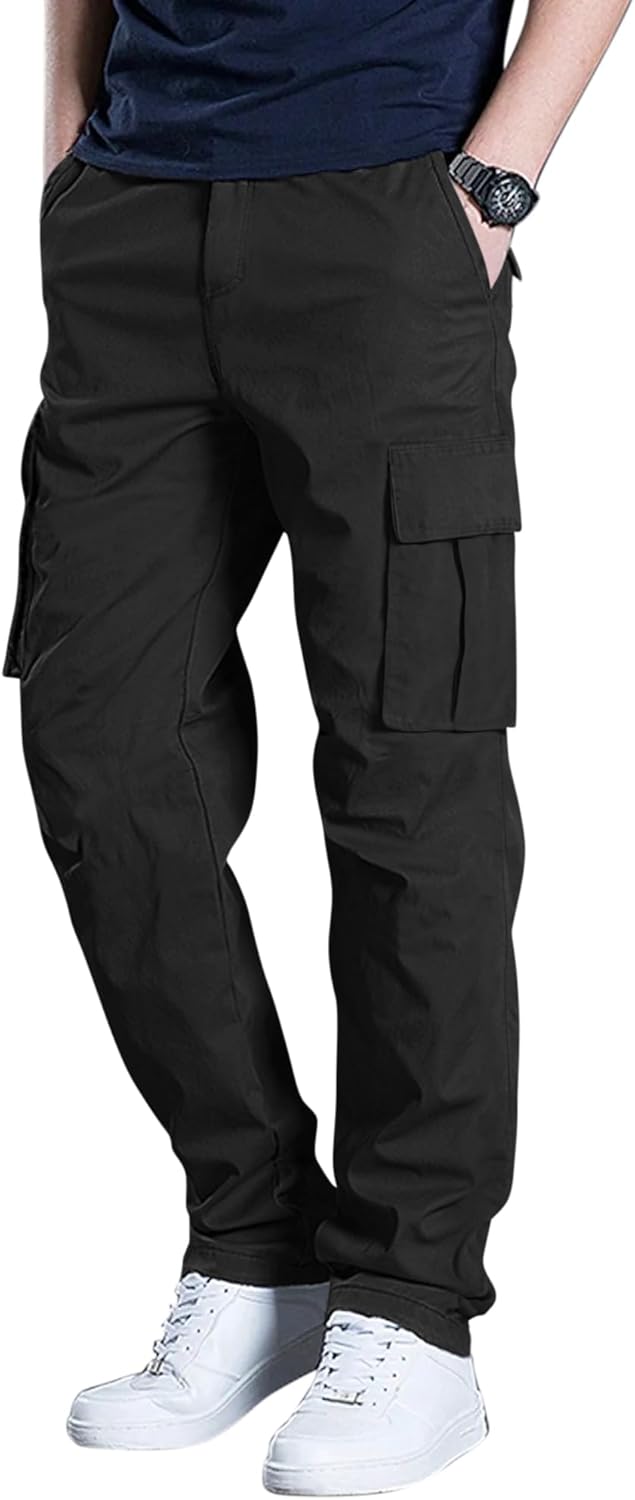Men’s Cargo Pants Casual Straight Leg Sweatpants Drawstring Elastic Waist Men Pants with 6 Pockets Hiking Pants Men’s Cargo Pants Casual Straight Leg Sweatpants Drawstring Elastic Waist Men Pants with 6 Pockets Hiking Pants
