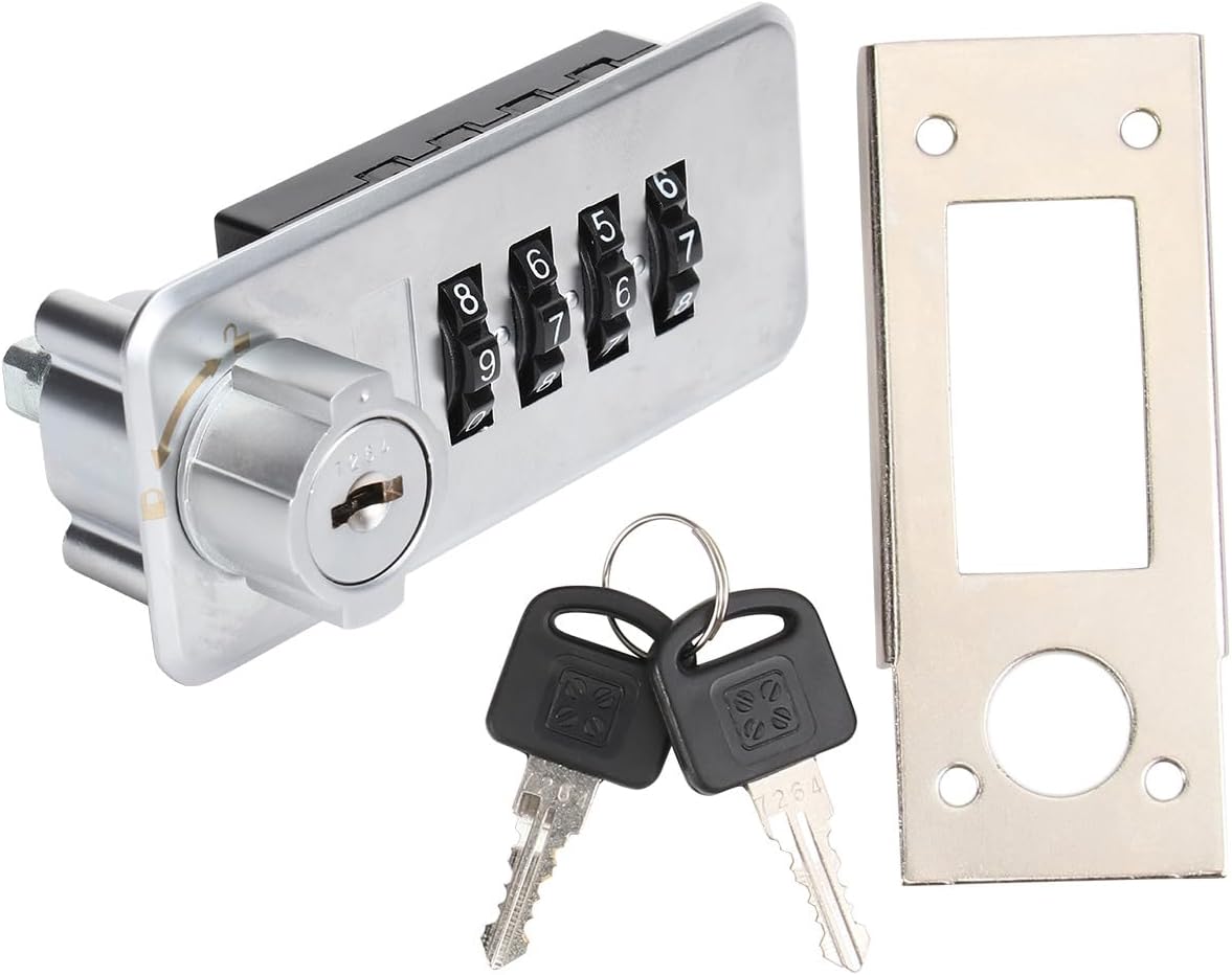 Metal 4-Digit Combination Cam Lock for Cabinet, Mailbox, and Drawer – Zinc Alloy Password Coded Lock with Right-Handed Latch, Office and Storage Security
