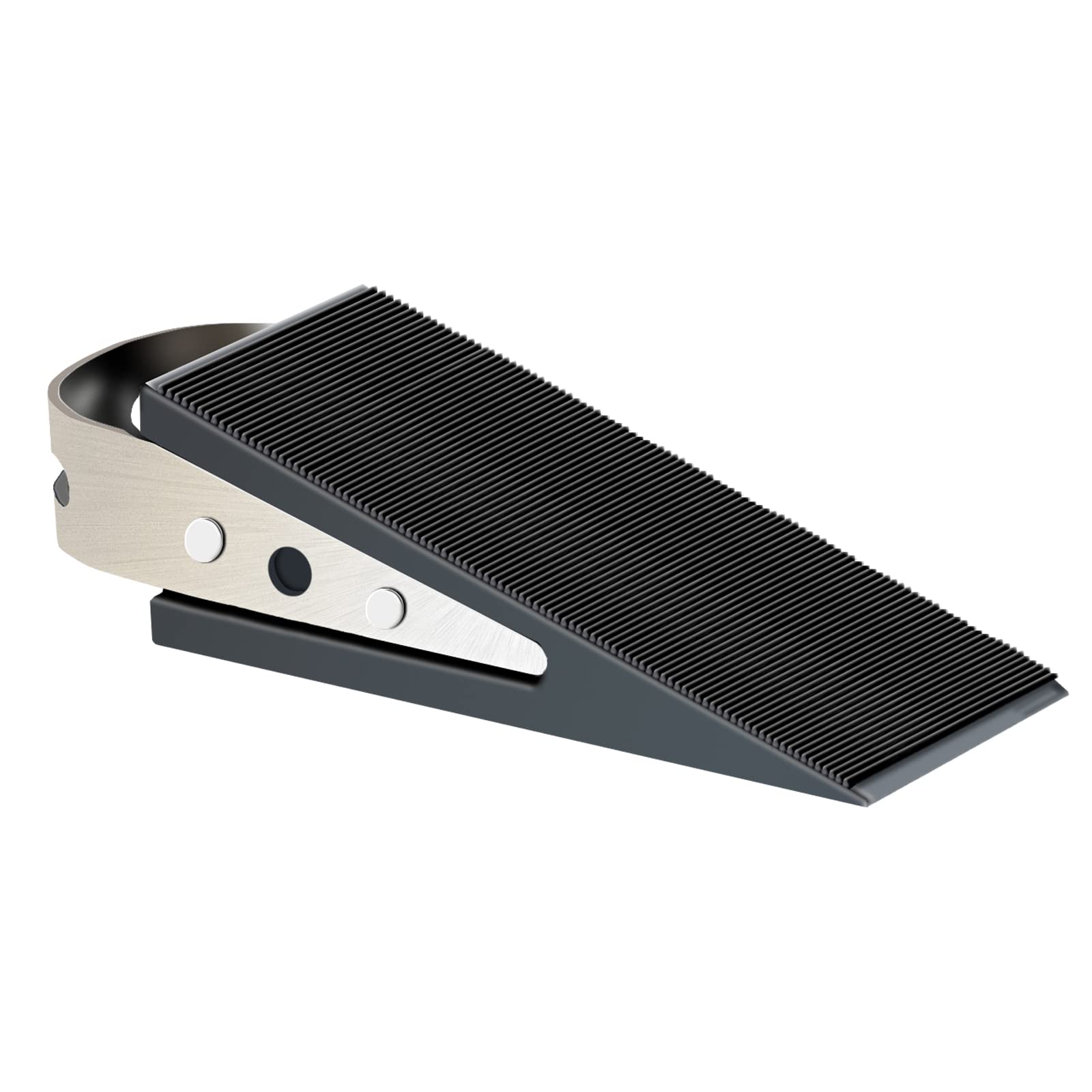 Shackcom Door Stopper, 1 Pack Black Heavy Duty Wedge That Holds Doors Firmly and Doesn’t Budge, Made of Rubber and Stainless Steel, Works on All Floor Surfaces, with Hanger which Easy to Storage