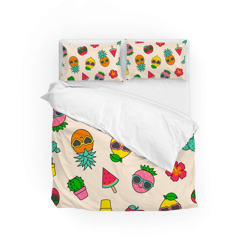 Parure de lit King polyester doux housse de couette cactus fruits