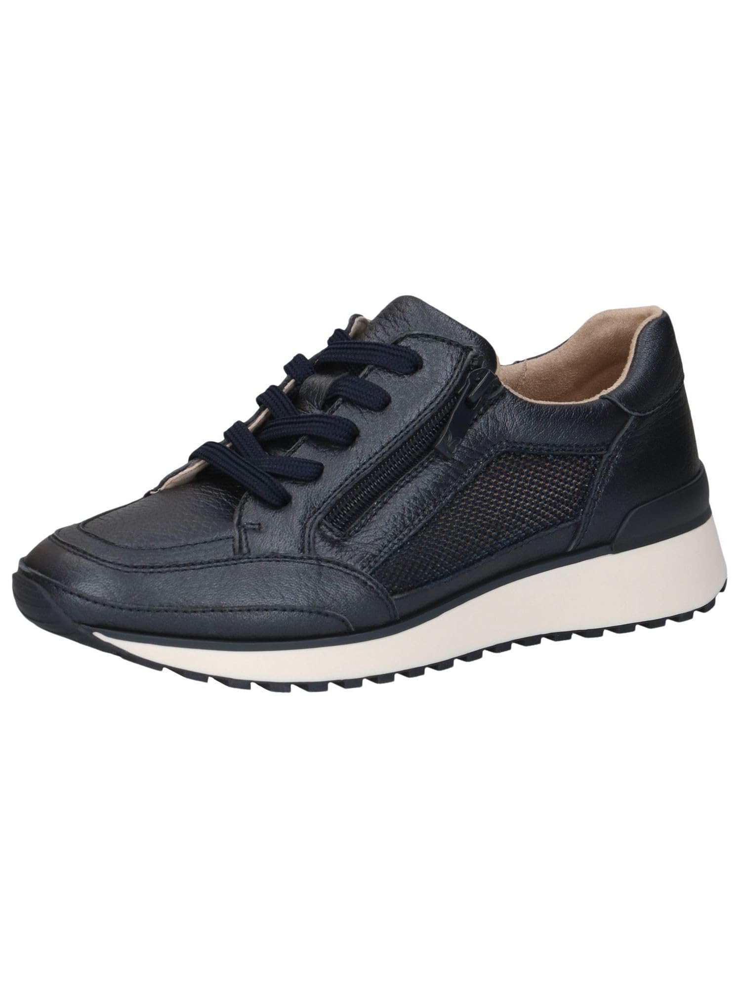 CAPRICE Women's Flat Sneakers with Zipper Sporty, Blue (Ocean Pearl), 3.5 UK