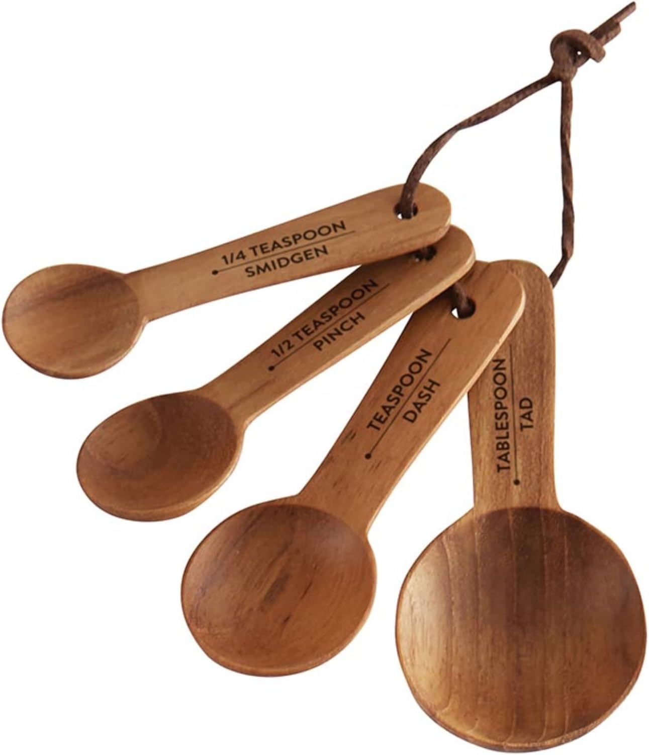 Santa Barbara Design Studio Wooden Measuring Spoons for Baking Acacia Wood Measure Spoon Gift Set in Drawstring Bag, 4-Piece, Just A Spoonful - Thumbnail 2
