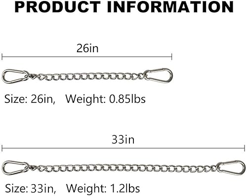Miniatura 4 de SFEEXUN Cadena de silla colgante con mosquetones, resistente capacidad de 660 libras de acero inoxidable para colgar hamacas y sacos de boxeo