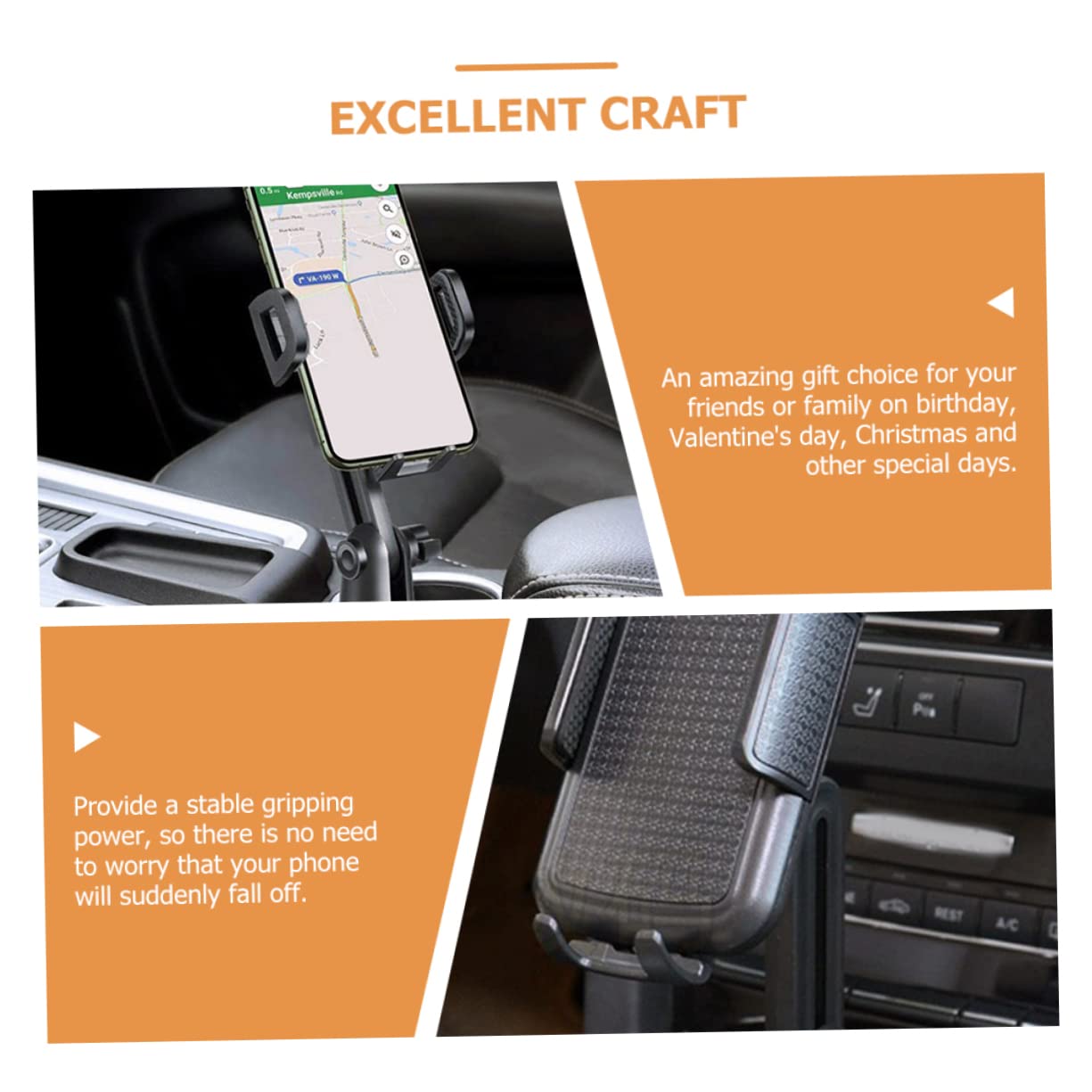 Portacellulare da Auto Regolabile in Abs Nero, Supporto Stabile per Telefono Installazione Facile e Base Estensibile, per Auto e Camion