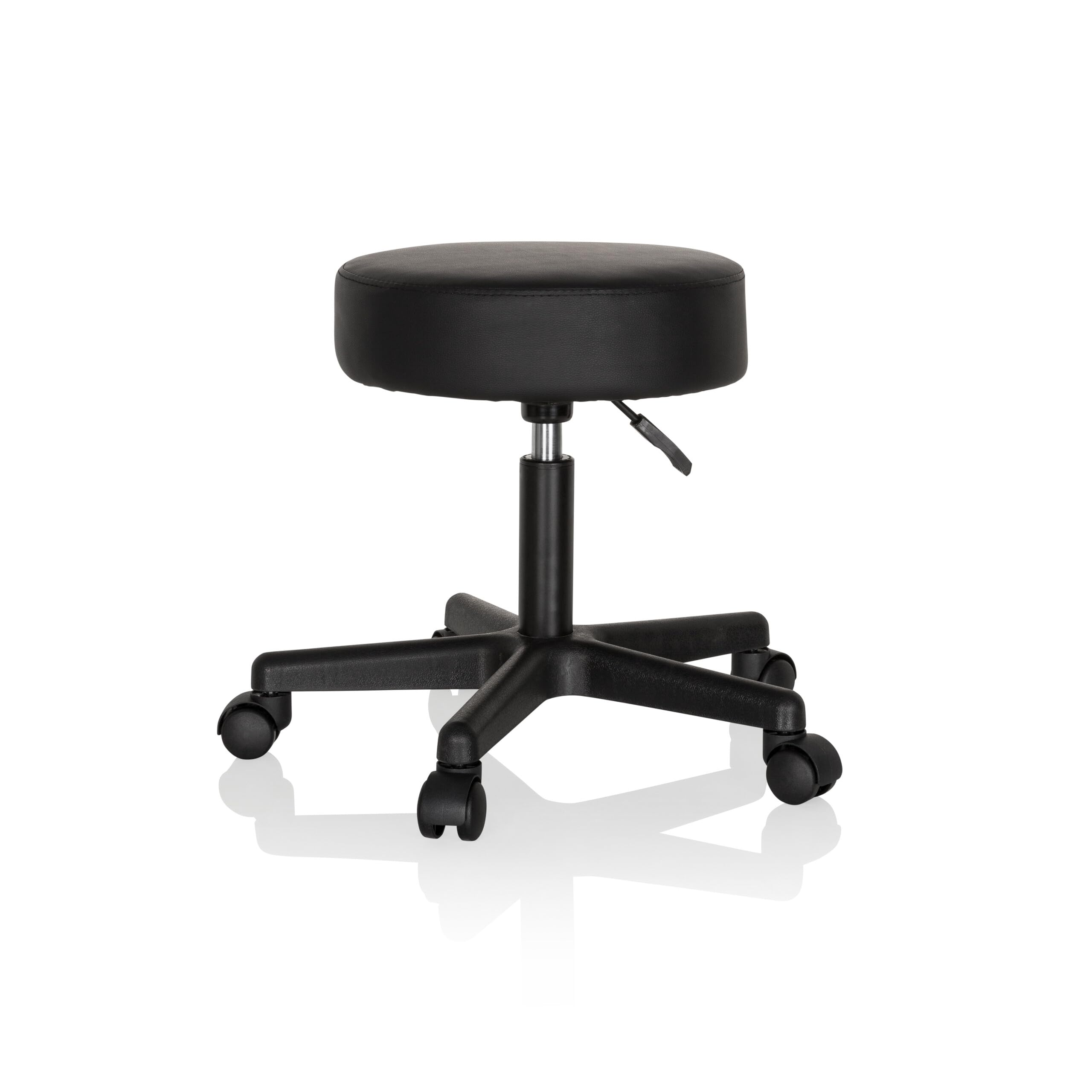 HJH Office 670926 Sgabello girevole OPERATOR I Finta pelle Nero Sgabello regolabile in altezza con rotelle