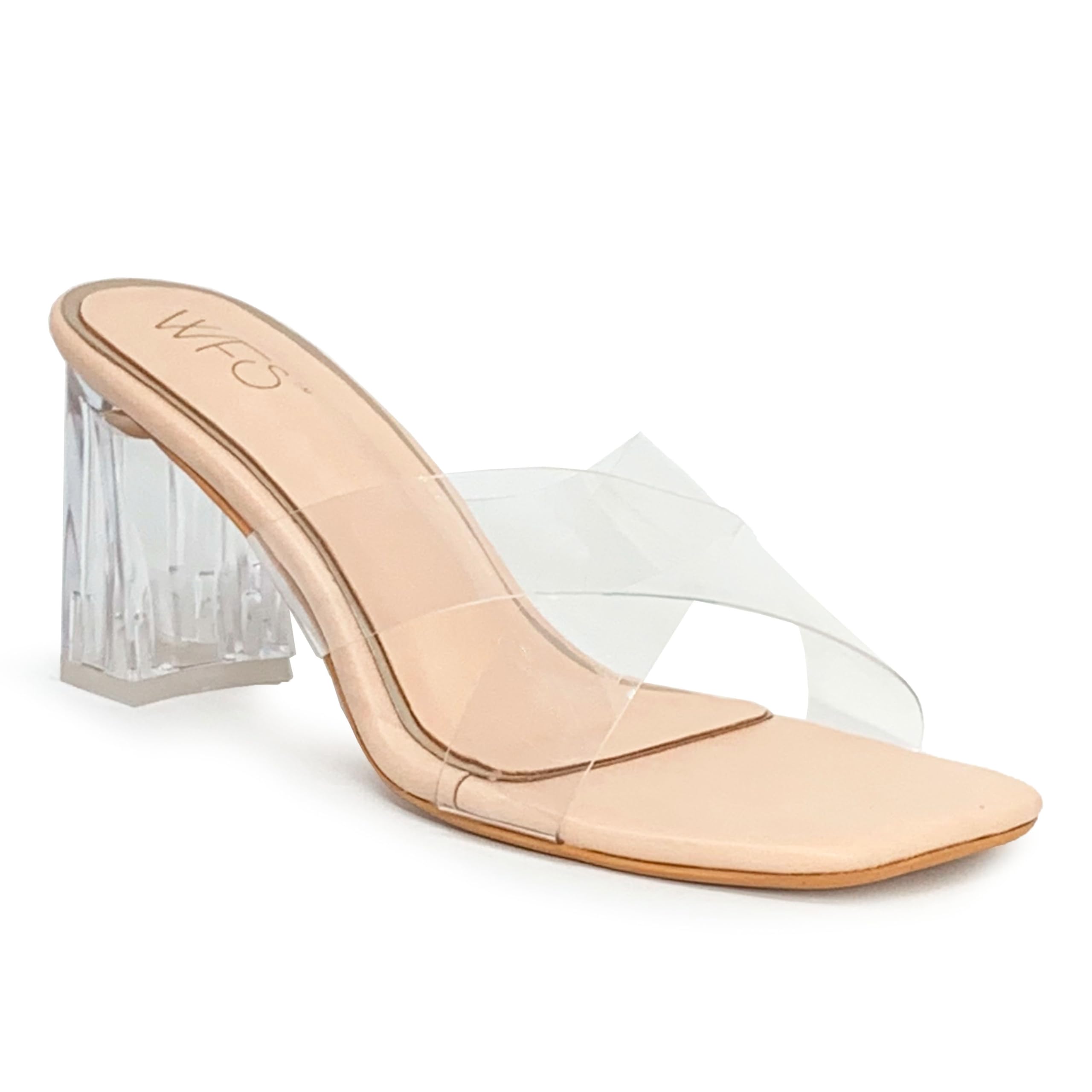 WFS Women 3 Inch Transperant Block Heel With Cross Transparent Straps Fashion Sandals,Nude,36 (B0DDQJJ4VB) Amazon Price History, Amazon Price Tracker