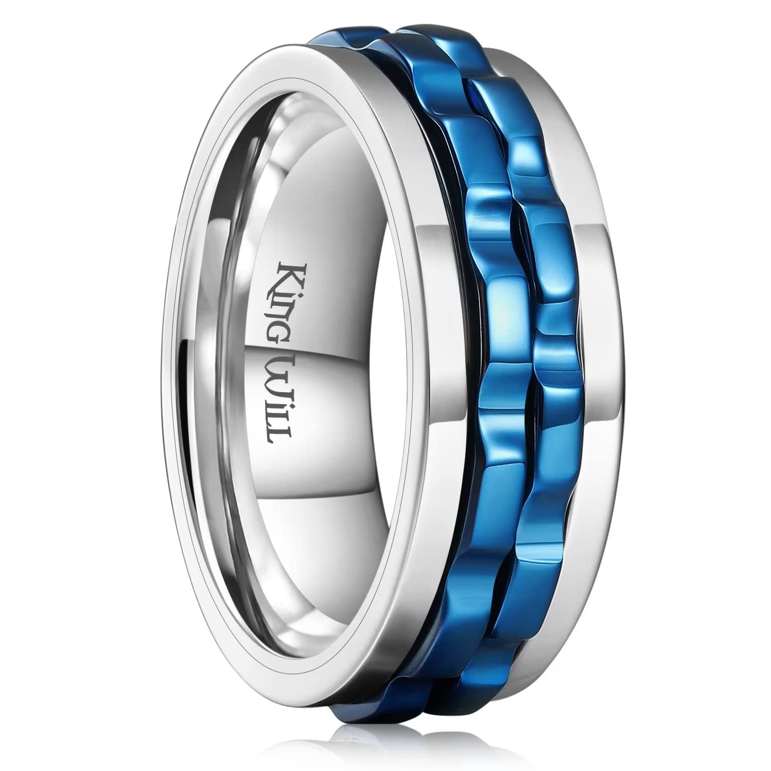 King Will Mens Boys Black Gear Spinner Rings Stainless Steel Fidgets Two Black Gear Fidget Ring Anxiety Ring For Men Women Toy Stress Free Cool Wedding Band