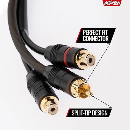 Miniatura 3 de Install Link Cable de audio RCA para subwoofer o cable estéreo, adaptador Y de 1 macho a divisor de 2 hembras, paquete de 2