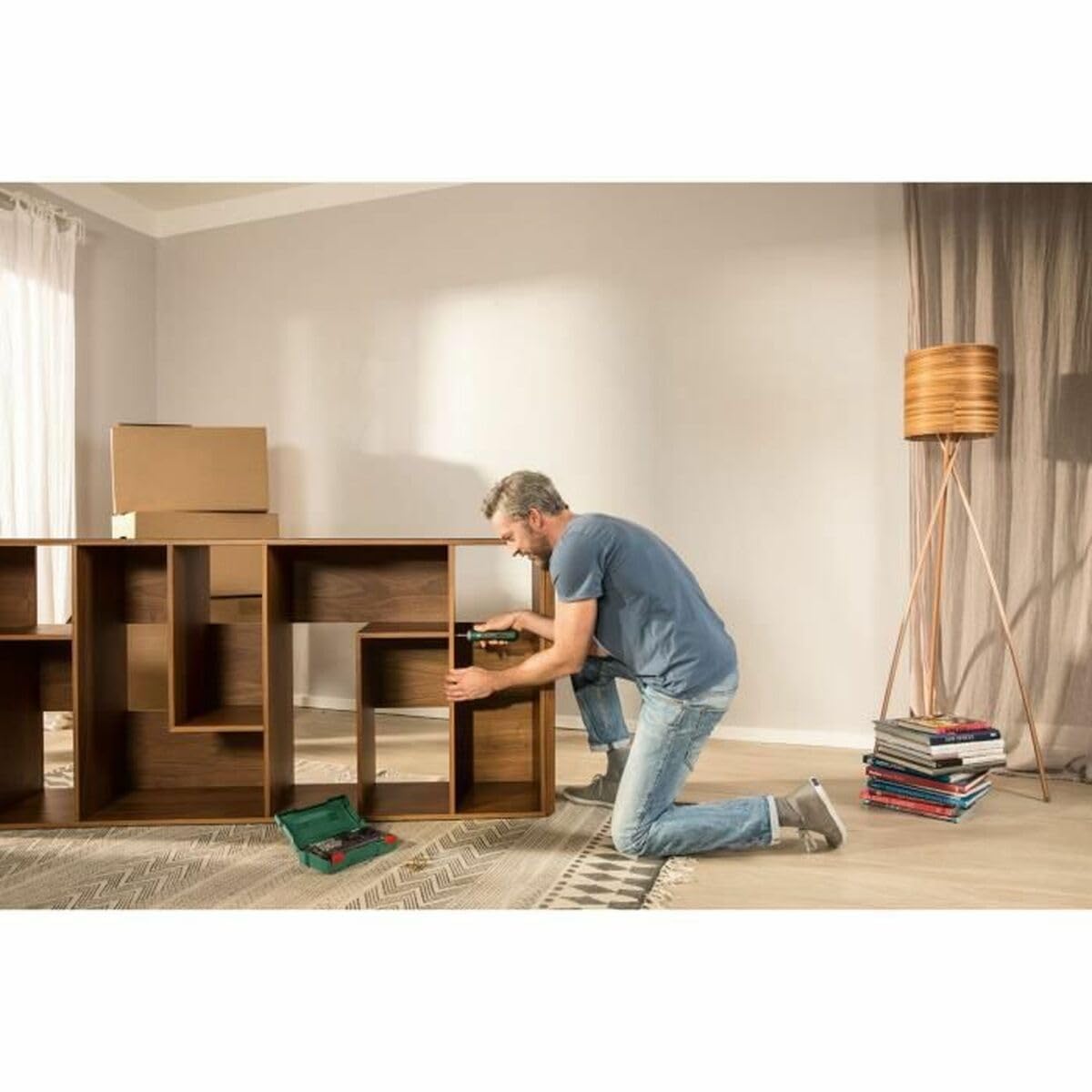 Bosch atornillador a batería PushDrive (3,6 V, 32 puntas de atornillar, caja de almacenamiento)