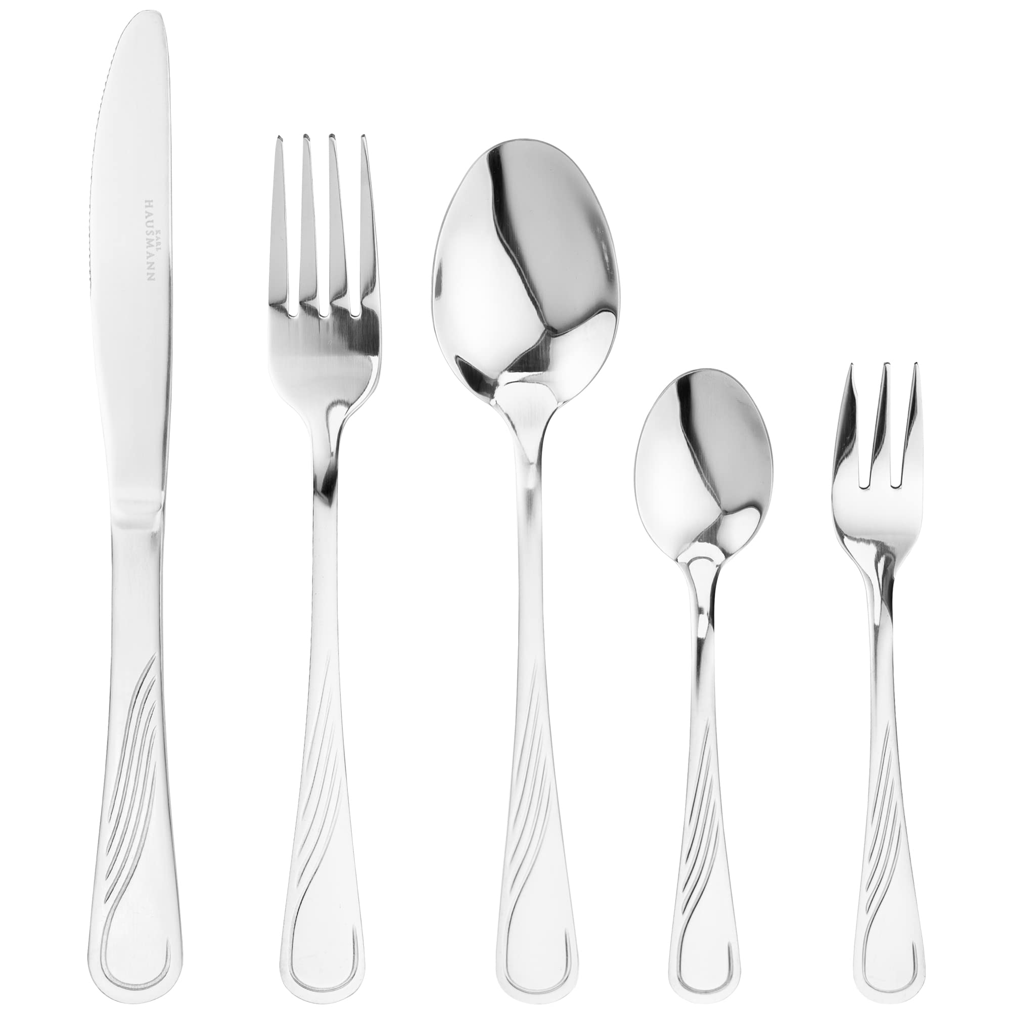 KARL HAUSMANN Cubertería 12 Personas, 72 Piezas Acero Inoxidable 18/0 con Maletín - Juego de Cubiertos con Cuchillos Tenedores Cucharas + Utensilios de Servicio, Pulido Brillante, Apto Lavavajillas