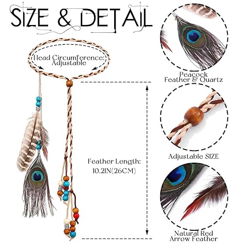 Miniatura 2 de Ac Indiana Princess Peacock lazo para cabello con plumas para mujer Color azul