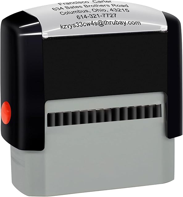 Personalised Stamp (70 x 25mm -5 Lines)- Custom Self Inking Rubber Stamps- Return Custom Address Stamp (Black)
