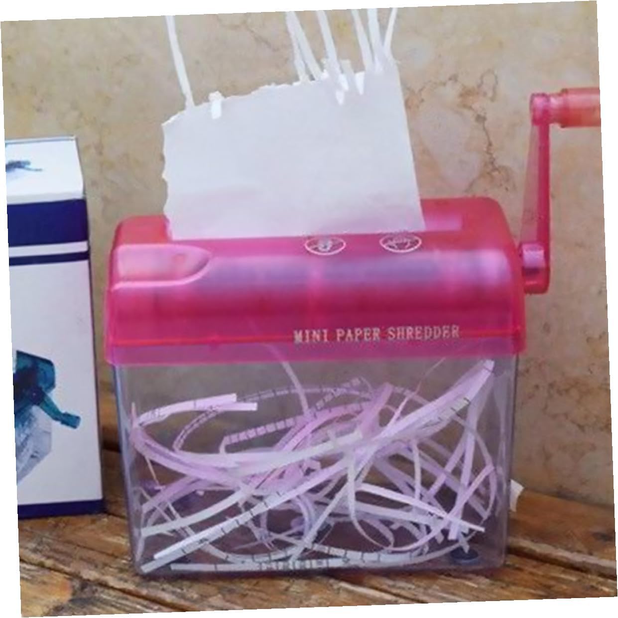 Manual Small Paper Shredder for Home Office Portable Hand Crank Design Wear-Resistant Plastic and Metal Compact Tabletop Tool for Paper Bills Receipts Easy Operation and