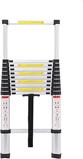 Aluminum Telescopic Portable Adjustable Folding Extension Ladder 10.5 Ft/3.2M - EN131 Certified - Lighweight Compact Multi-Purpose Telescoping Extendable Non-Slip - 330 lbs Max Capacity Small Gift
