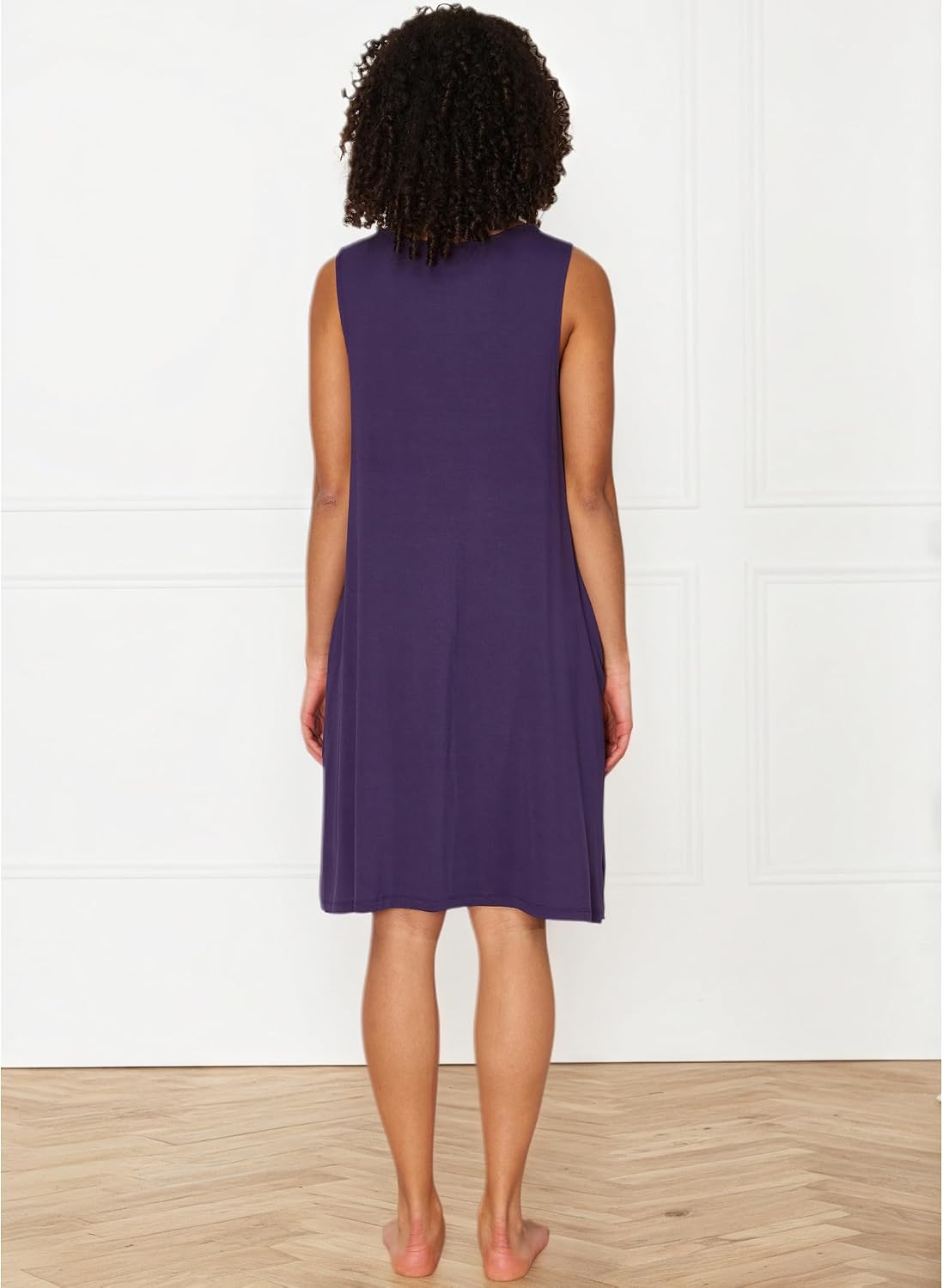 GYS Bamboo Viscose Women's Nightgowns V Neck Sleeveless Tank Pajama Dress for Women