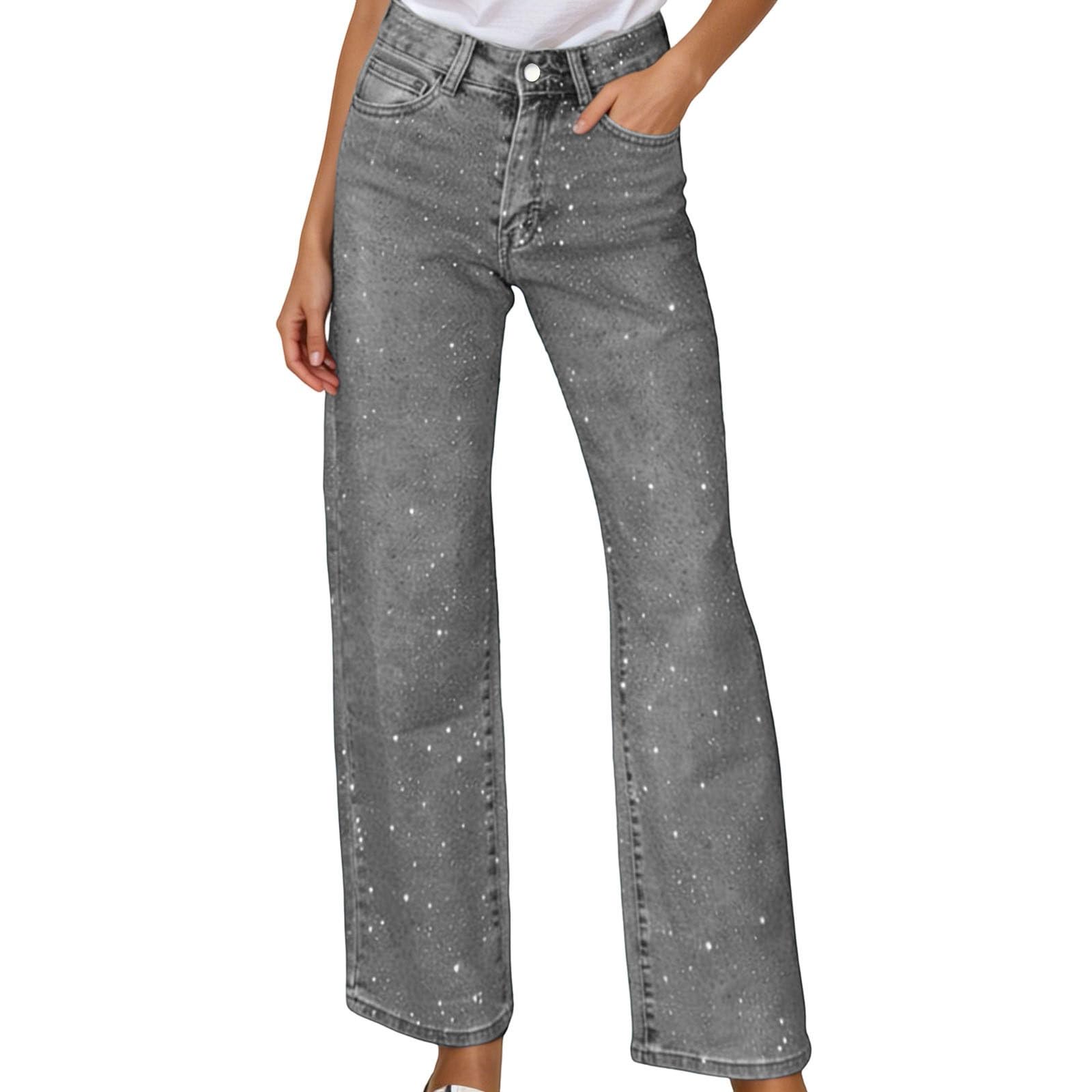 Genérico Baggy Mujer Cintura Alta Pantalones Vaqueros Rectos Vaqueros Mujer Pantalones Skinny Slim Elásticos Ajustados Jeggings Treggings Push Up Pantalón Elástico Ankle