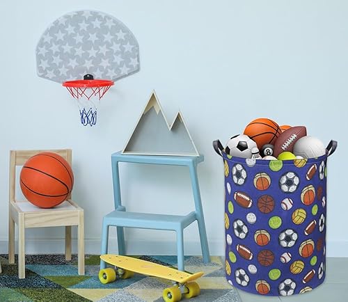 Miniatura 5 de HIYAGON Cesta de ropa sucia de fútbol para niños, cesta de guardería para habitación de niños, decoración de sala de fútbol, lindo organizador de
