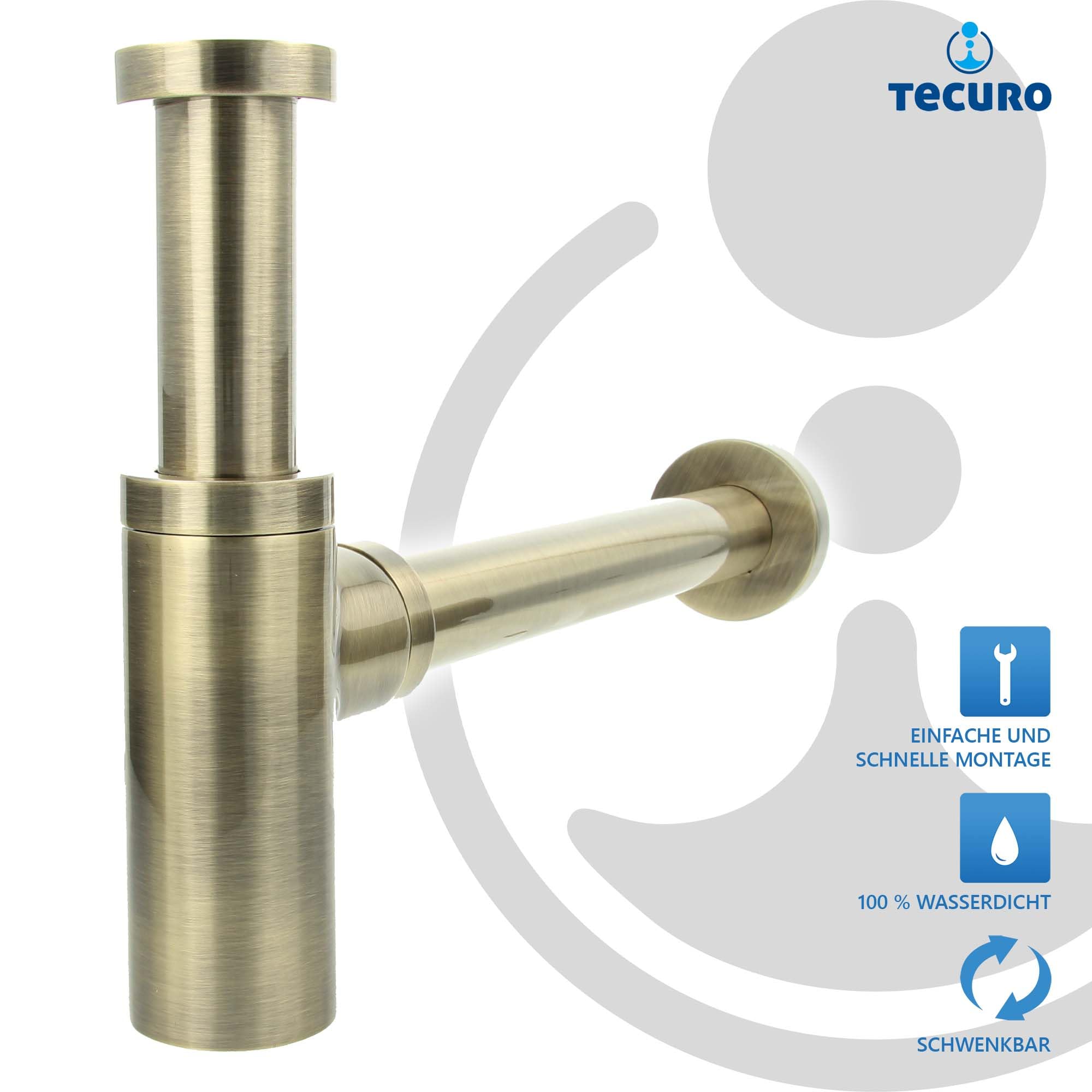 tecuro -575410- Designerski syfon do butelek zamknięcie rurowe - mosiądz brązowy