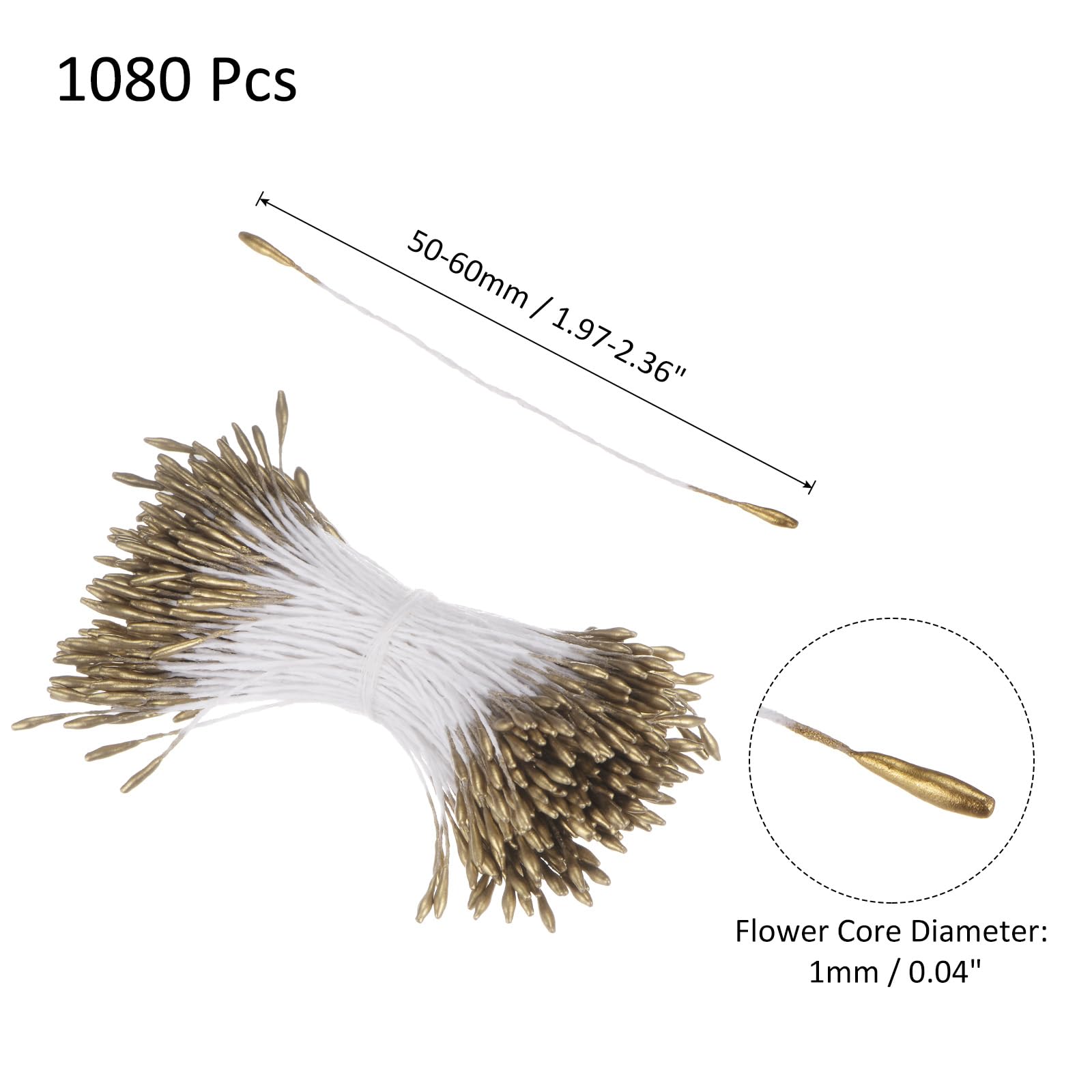M METERXITY 1080 Pack Double Heads Flower Stamen-1mm Artificial Flower Stamen Pistil Matt Pearl Floral Stamen - Image 3